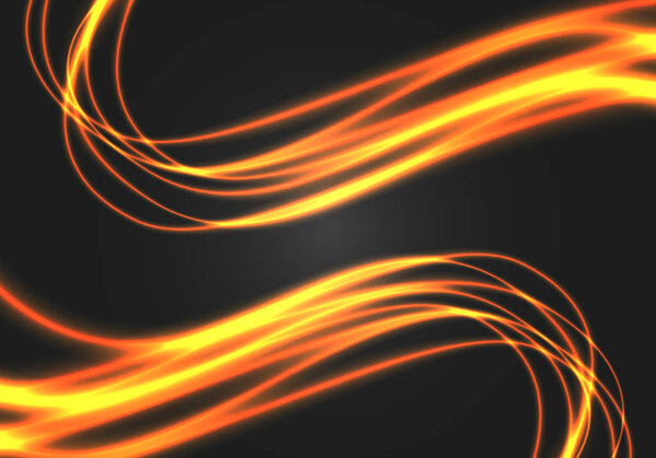 Abstract gold line wave curve light on black night design modern luxury futuristic technology background vector illustration.