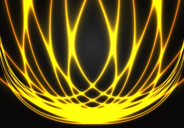 Абстрактна золота світлова енергія, сплетена на чорному дизайні сучасні футуристичні технології фон Векторні ілюстрації . — стоковий вектор