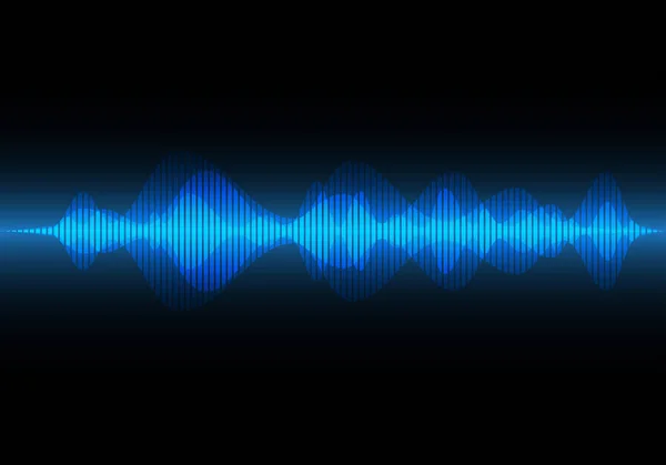 蓝光声波在黑色设计中的应用现代技术音乐背景图 — 图库矢量图片