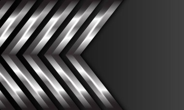 Koyu gri boş alan dizaynı üzerinde soyut gümüş ok yönü motifi modern lüks fütüristik arka plan çizimi.