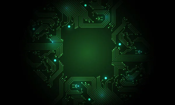 Tecnologia Circuito Verde Mainboard Computer Futuristico Sfondo Vettoriale Illustrazione — Vettoriale Stock