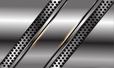 Çember ağ tasarımında soyut gümüş siyah çizgi ve modern lüks fütüristik arka plan çizimi.