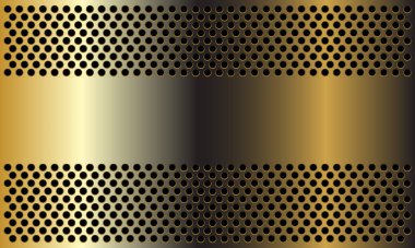 Çember ağ tasarımlı soyut altın bayrak modern lüks arka plan çizimi.