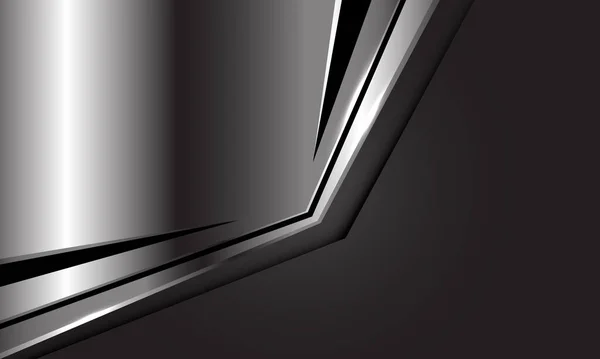 Flecha Triángulo Negro Placa Plata Abstracta Gris Oscuro Espacio Blanco — Vector de stock