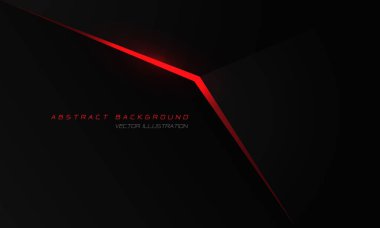 Siyah metalik üzerine soyut kırmızı ışık oku ve boş uzay tasarımı modern lüks fütüristik teknoloji arka plan çizimi.