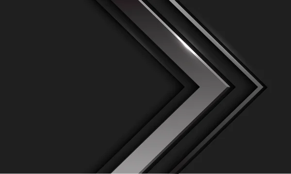 Dirección Flecha Plata Abstracta Gris Oscuro Con Diseño Espacio Blanco — Vector de stock