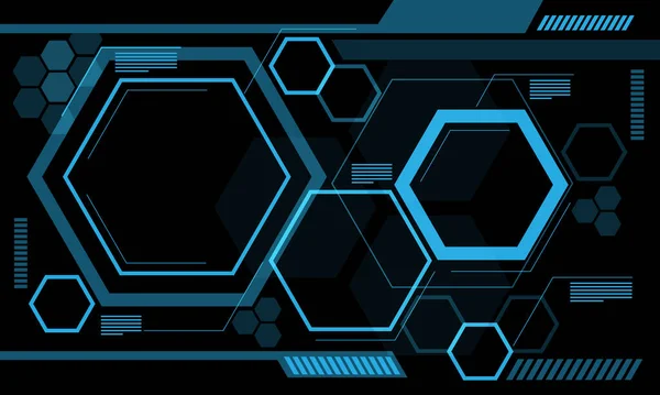 Abstrakter Monitor Blaue Linie Hexagon Technologie Futuristische Daten Auf Schwarzem — Stockvektor