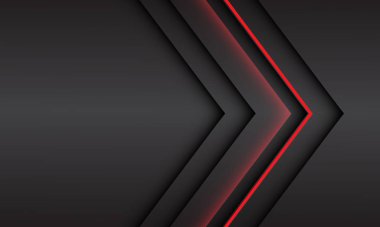Boş uzay tasarımlı gri metalik gölge üzerinde soyut kırmızı ışık oku yönü modern fütüristik arkaplan çizimi.