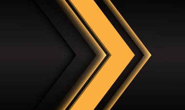 Koyu gri metalik tasarım üzerinde soyut sarı ok yönü modern lüks fütüristik arka plan çizimi.
