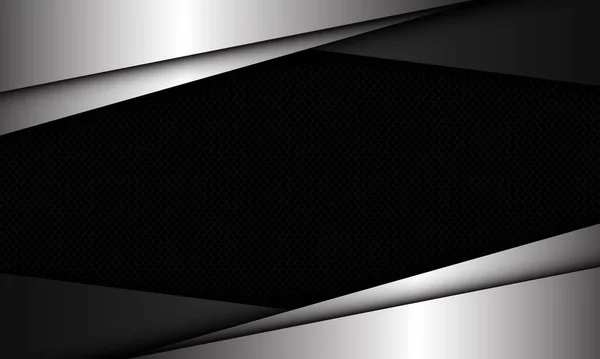 Абстрактный Серебристо Серый Треугольник Пересекается Рисунком Сетки Темных Кругов Пустое — стоковый вектор