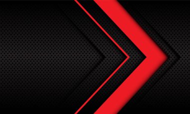 Koyu metalik çember ağ desenli modern fütüristik arkaplan çizimi üzerinde soyut kırmızı ok yönü.