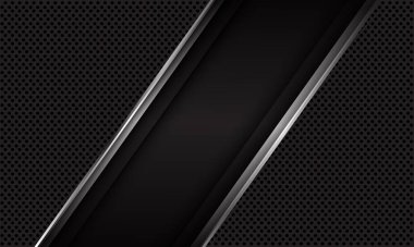 Soyut gri gri çizgili pankart ve daire örgüsü tasarımı modern lüks fütüristik. arkaplan vektörü illüstrasyonu.