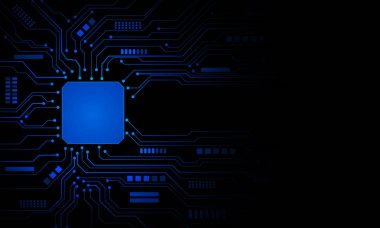 Soyut siyah devre kartı teknolojisi elektronik hatlara bağlı bilgisayar ana kart işlemcisi yarı iletken dijital beyaz arkaplan vektörü