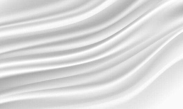 Abstract white fabric curtain wave background vector illustration.