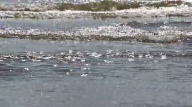 Arkadaki nehir dalgalarda yaktı, doğal arka plan, Ob depo, Rusya Federasyonu