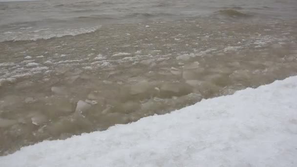 冰在秋天在河形成 自然背景 西伯利亚 — 图库视频影像