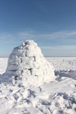 Kışın karlı glade Igloo ayakta 