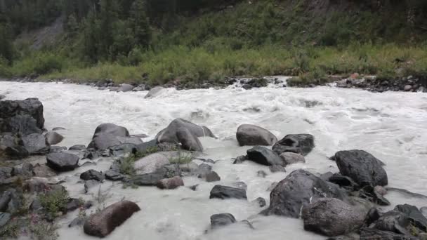 Кидаючись Akkem Річки Гори Алтай Росія — стокове відео