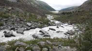 Acele Akkem taşlar arasında Altay Dağları, Rusya üzerinden akan nehir  