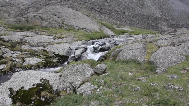 Kara Oyuke Ström Flödar Från Sprit Fjällsjö Altai Bergen Ryssland — Stockvideo