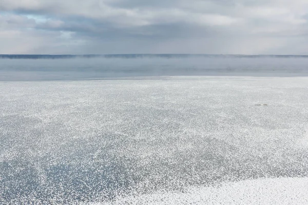 Ghiaccio Che Forma Sul Fiume Autunno Serbatoio Siberia Russia — Foto Stock