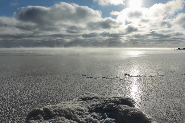 Nehirde Buz Depo Sibirya Rusya Oluşumu Suyun Donma Sırasında Buharlaşma — Stok fotoğraf