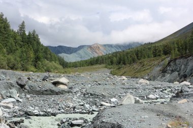 Yarlu River gorge, renkli Dağları, altay, Rusya'nın görünümü akan kurşun renk