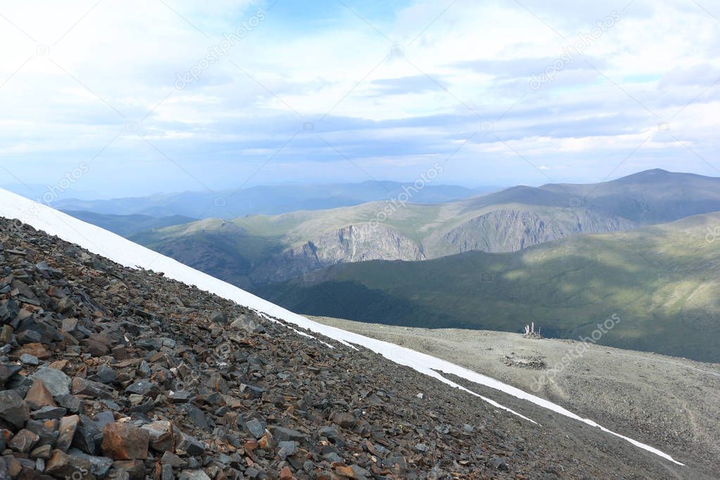 Place of power, view from Kara-Turek Pass, Altai Mountains, Russia