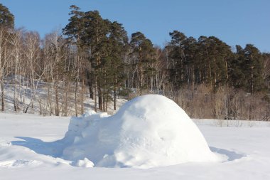 Karlı glade Igloo ayakta kışın Sibirya, Rusya Federasyonu