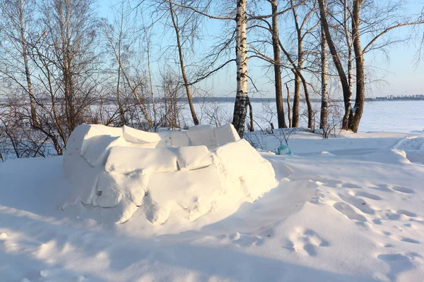 Igloo Niedokończone Polanie Śniegu Zimie Siberia Rosja — Zdjęcie stockowe