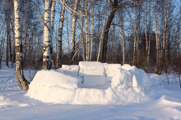 Igloo Niedokończone Polanie Śniegu Zimie Siberia Rosja — Zdjęcie stockowe