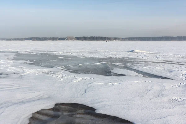 Transparentes Eis Auf Dem Fluss Stausee Sibirien Russland — Stockfoto