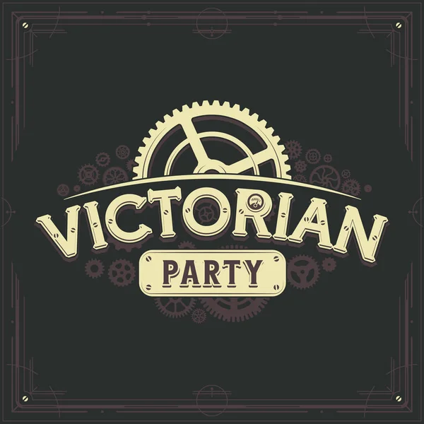 Steampunk logo design victorian era cogwheels club logo vector insignia poster great for banner or party invitation — Vector de stock