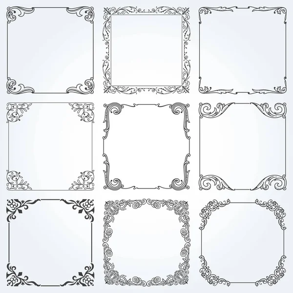 Decoratieve Frames Randen Vierkante Achtergronden Vintage Design Elementen Set — Stockvector