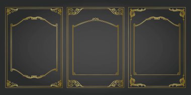 Dikey abd sınırları standart oranlar arka planlar vintage tasarım öğeleri kümesi 3 altın çerçeveler
