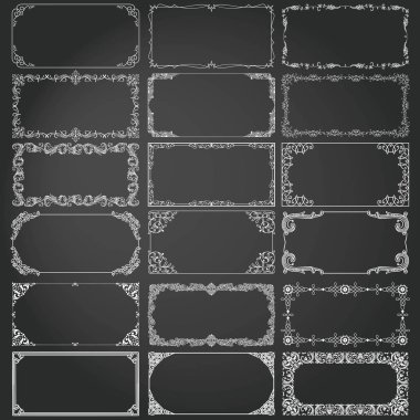 Dekoratif çerçeveleri ve borders standart dikdörtgen oranlarını vintage tasarım öğeleri kümesi arka planlar 