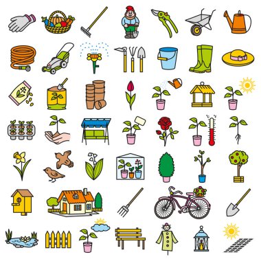 Bahçe simgesi aracı basit ve ince çizgi tasarım rengi ayarla