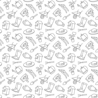 Bahçe simgesi aracı desen basit ve ince çizgili Tema