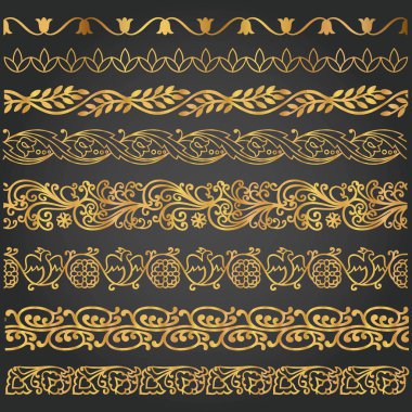 Kenarlık çizgileri süs vintage küme. Tasarım davetiye, çerçeveler, menüler için dekoratif elemanlar