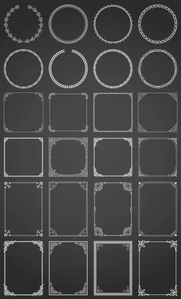 Große Vektor-Set aus dekorativem Rechteck, Quadrat, runden Rahmen und — Stockvektor