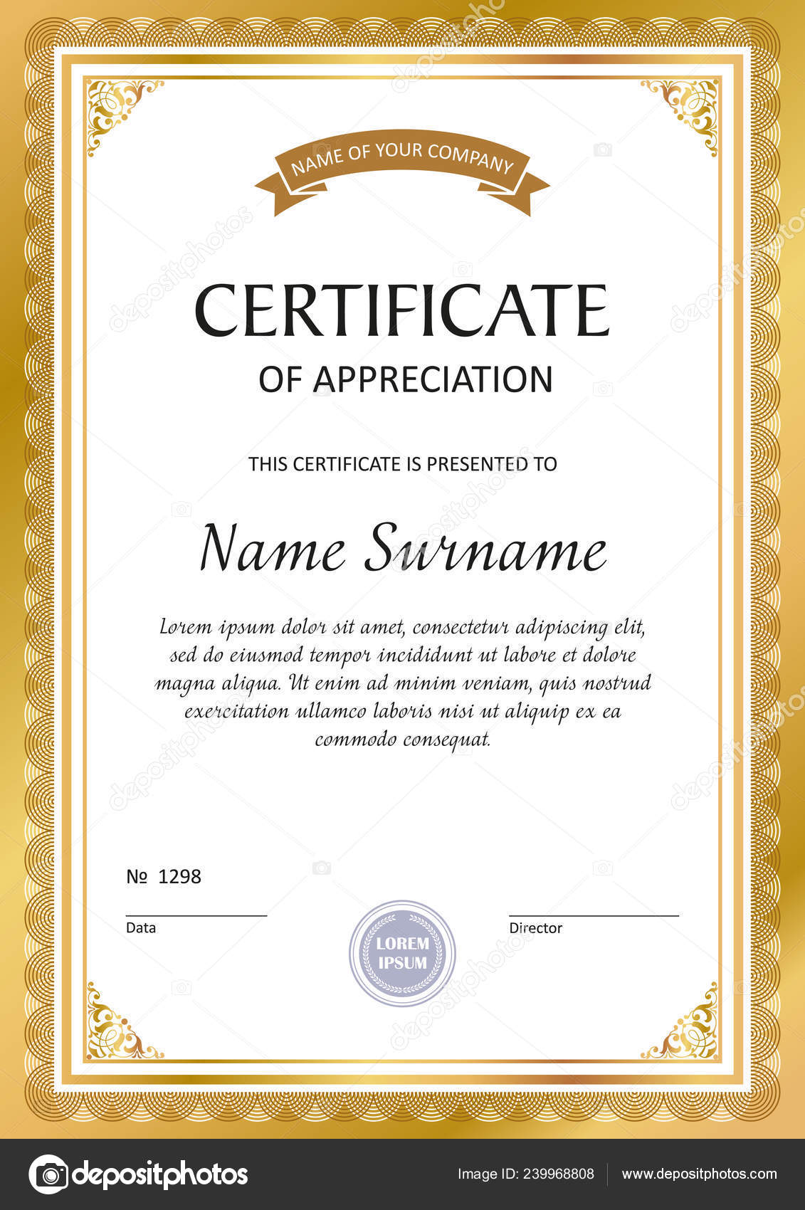 Certificate Template Gift Voucher Diploma Vintage Border Stock For Graduation Gift Certificate Template Free