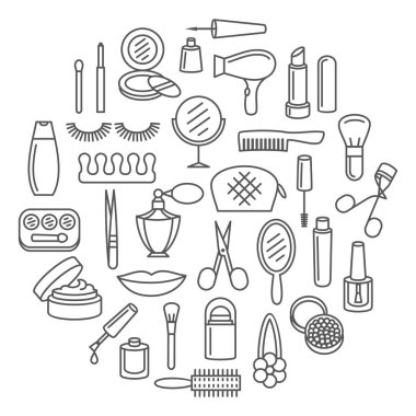 Makyaj kozmetik güzellik simge satış banner Daire ayarlamak