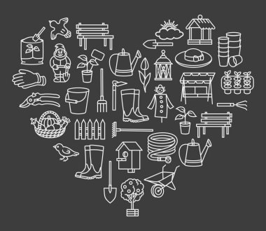 Bahçe simgesi araç satış afiş kalp seti