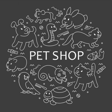 Daire şablonundaki Evcil Hayvan dükkanı