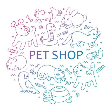 Daire şablonundaki Evcil Hayvan dükkanı