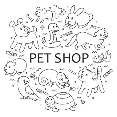 Daire şablonundaki Evcil Hayvan dükkanı