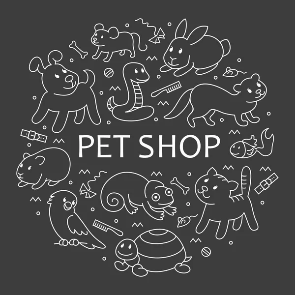 Pet shop in circle template — Stock Vector