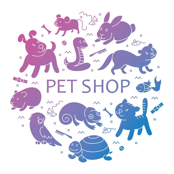 Daire şablonundaki Pet shop silueti