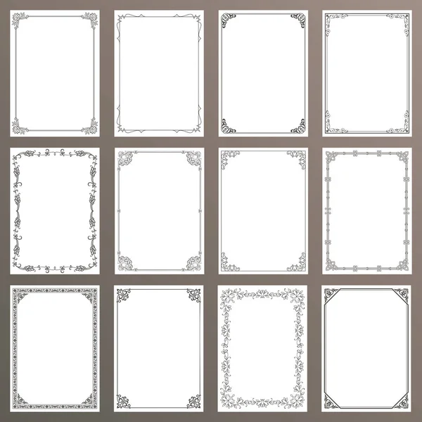 Frames decorative rectangle and borders set — Stock Vector