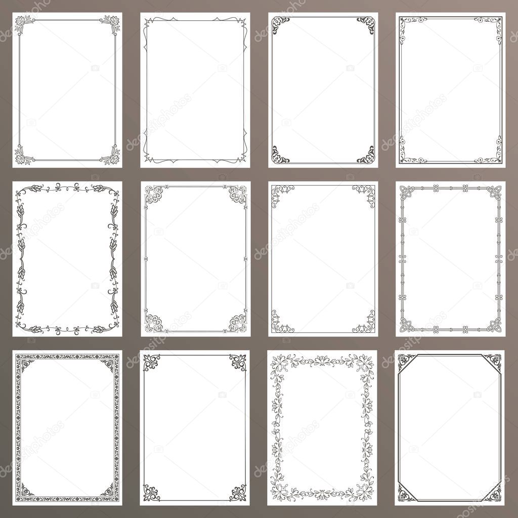 Frames decorative rectangle and borders set 
